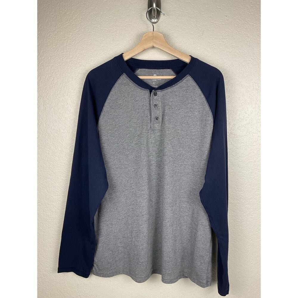 Woolrich Mens Henley Shirt L Gray Cotton Blend Long Sleeve Outdoor Classic